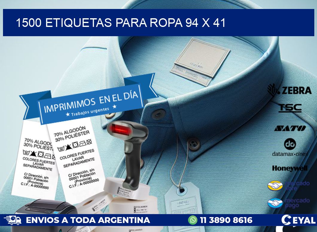 1500 ETIQUETAS PARA ROPA 94 x 41
