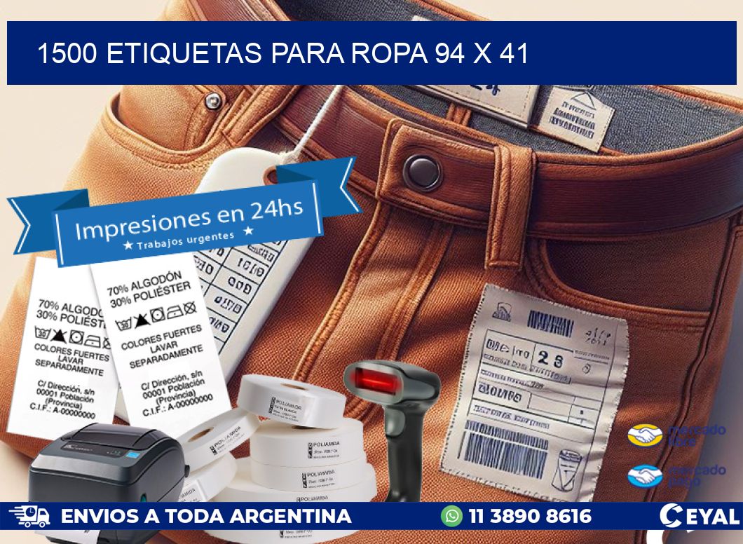 1500 ETIQUETAS PARA ROPA 94 x 41