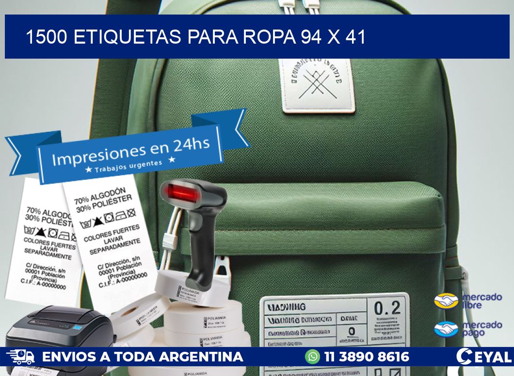 1500 ETIQUETAS PARA ROPA 94 x 41