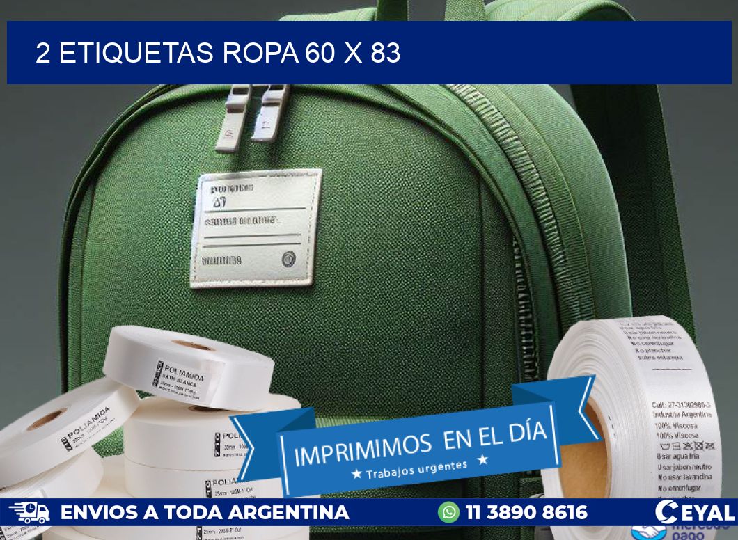2 ETIQUETAS ROPA 60 x 83