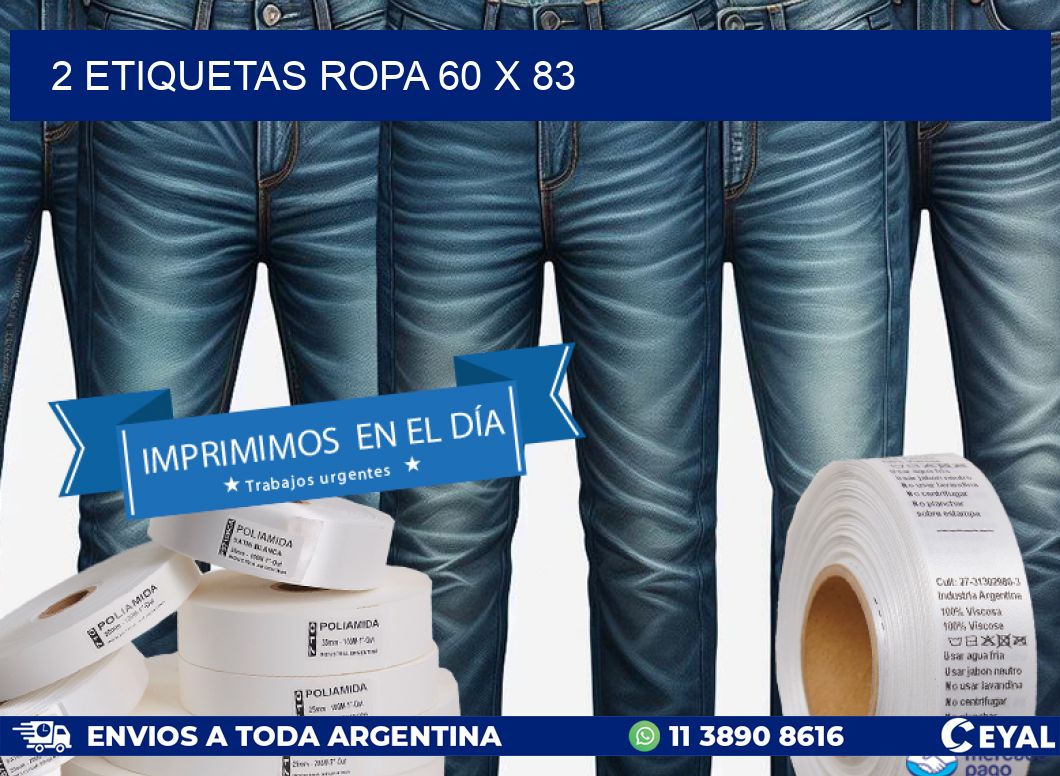 2 ETIQUETAS ROPA 60 x 83