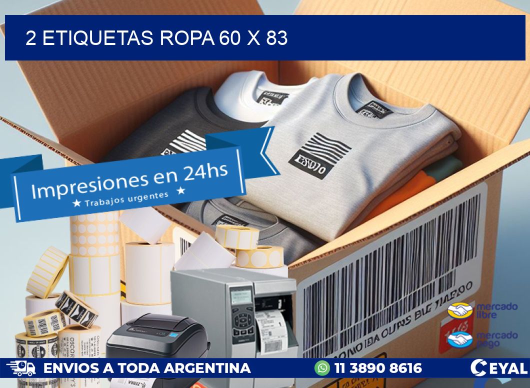2 ETIQUETAS ROPA 60 x 83