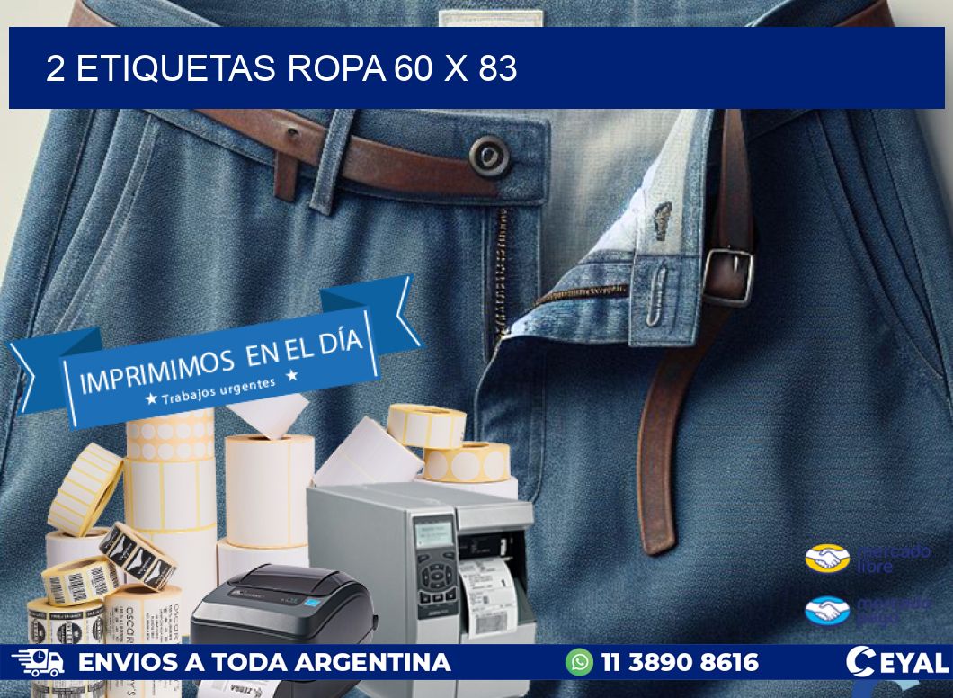 2 ETIQUETAS ROPA 60 x 83