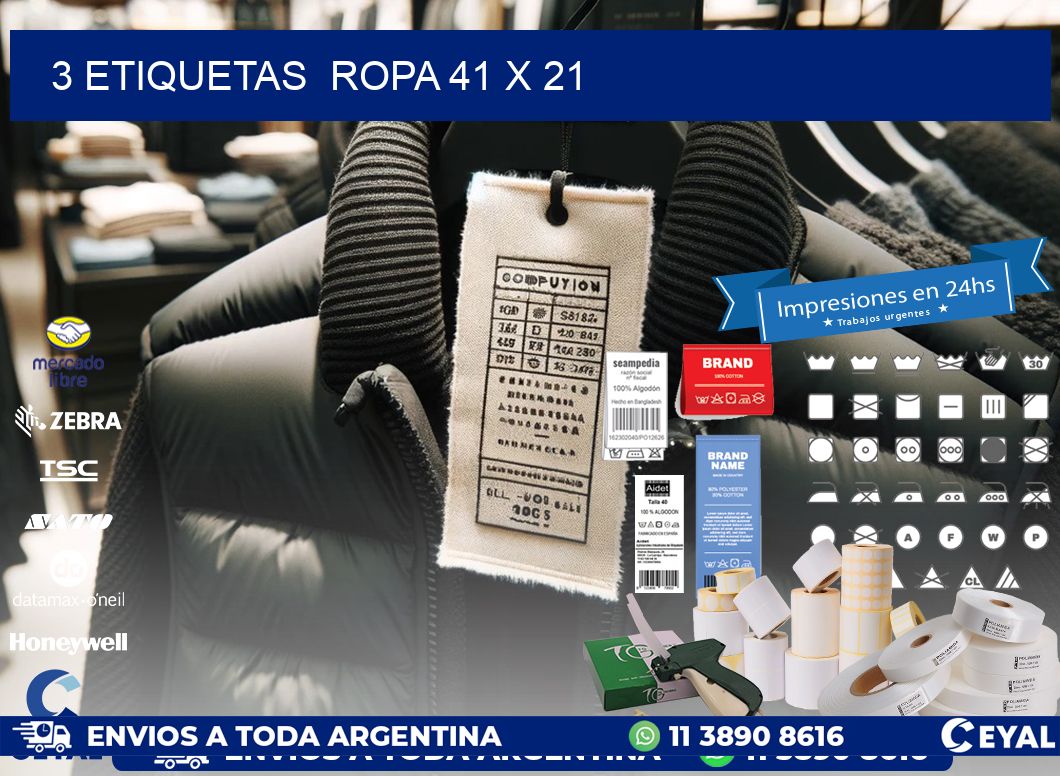3 ETIQUETAS  ROPA 41 x 21