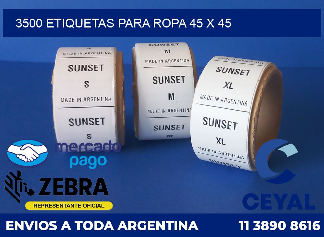 3500 ETIQUETAS PARA ROPA 45 x 45