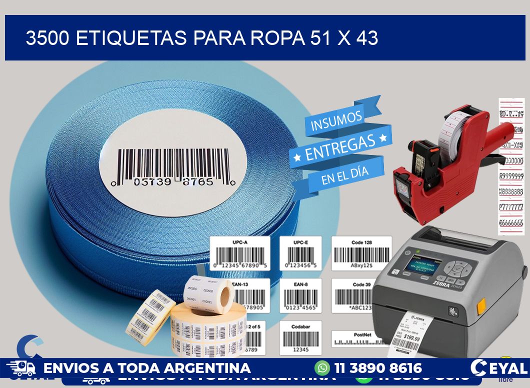 3500 ETIQUETAS PARA ROPA 51 x 43