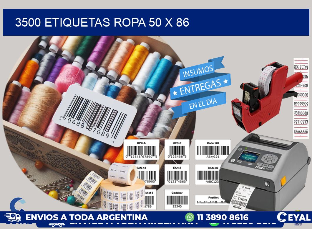 3500 ETIQUETAS ROPA 50 x 86