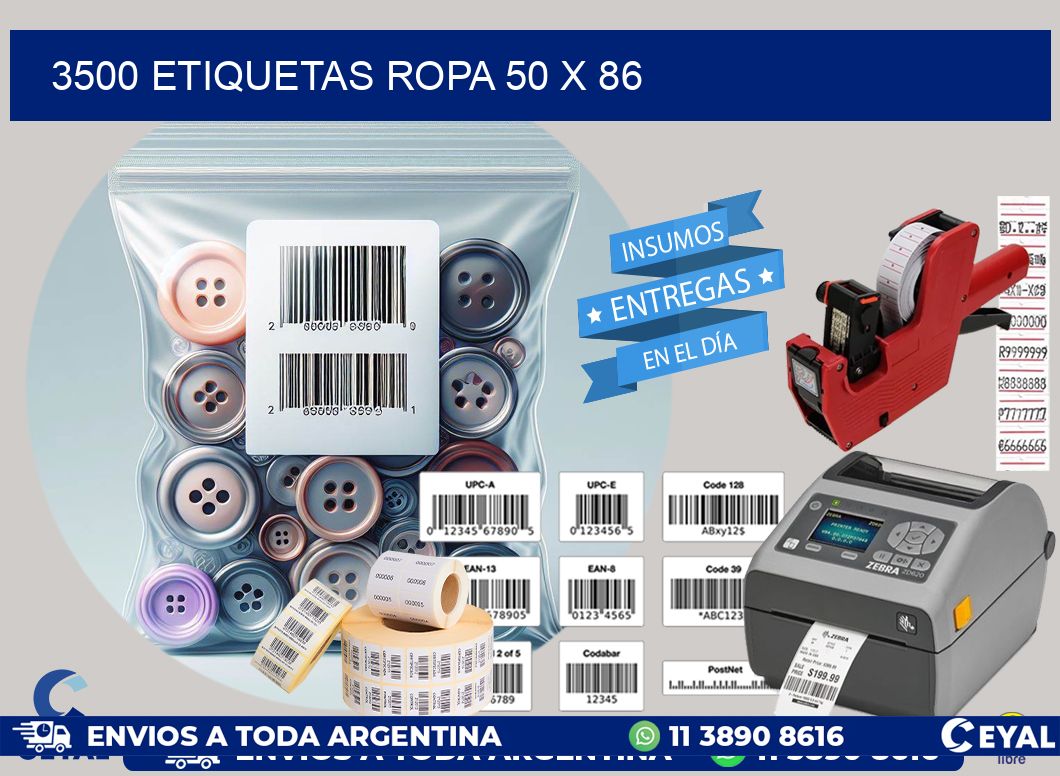 3500 ETIQUETAS ROPA 50 x 86