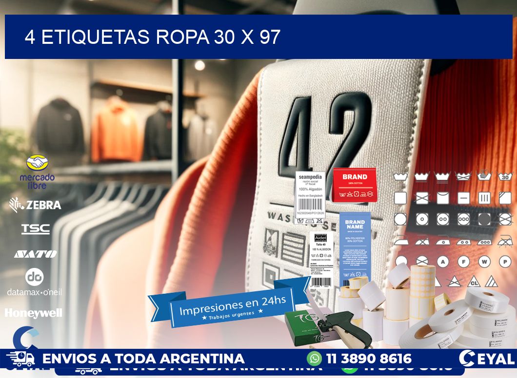 4 ETIQUETAS ROPA 30 x 97