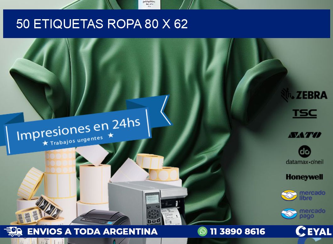 50 ETIQUETAS ROPA 80 x 62