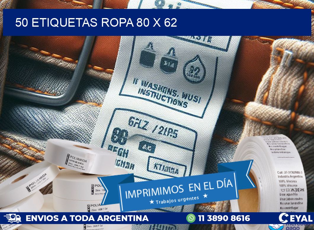 50 ETIQUETAS ROPA 80 x 62