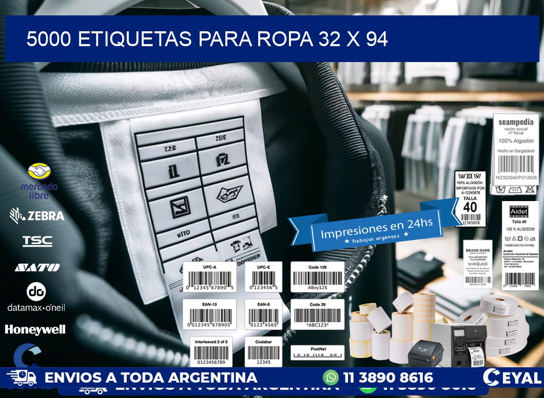 5000 ETIQUETAS PARA ROPA 32 x 94