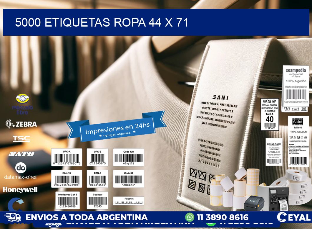 5000 ETIQUETAS ROPA 44 x 71