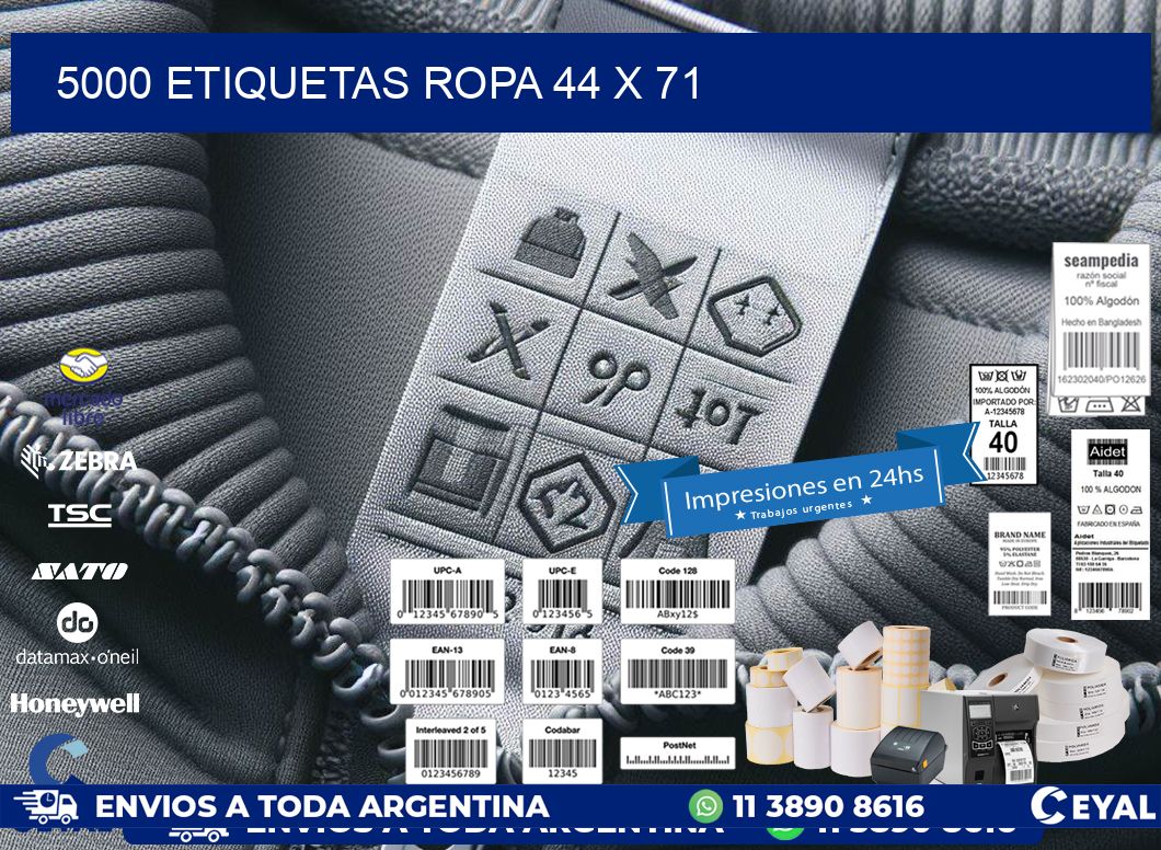 5000 ETIQUETAS ROPA 44 x 71