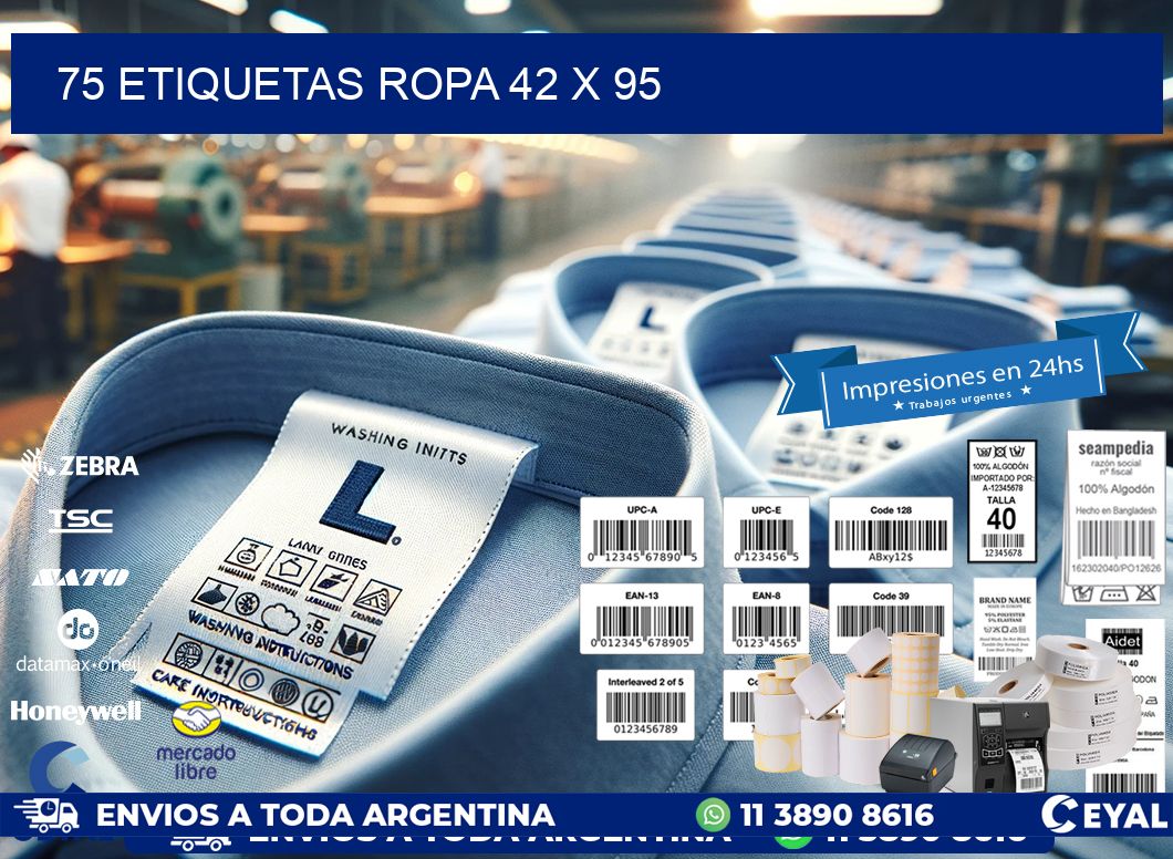 75 ETIQUETAS ROPA 42 x 95