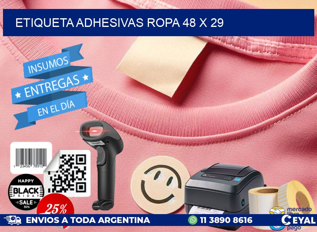 ETIQUETA ADHESIVAS ROPA 48 x 29