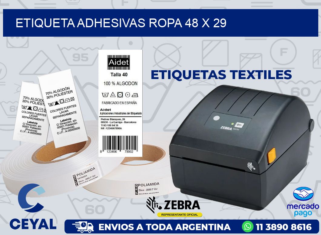 ETIQUETA ADHESIVAS ROPA 48 x 29