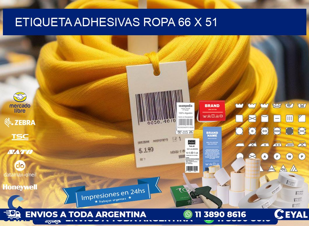 ETIQUETA ADHESIVAS ROPA 66 x 51