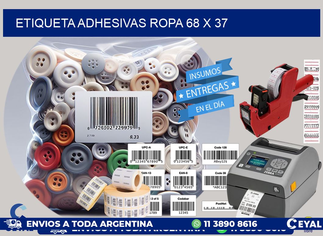 ETIQUETA ADHESIVAS ROPA 68 x 37