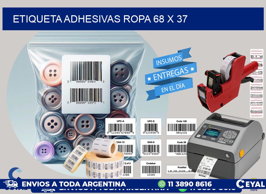 ETIQUETA ADHESIVAS ROPA 68 x 37