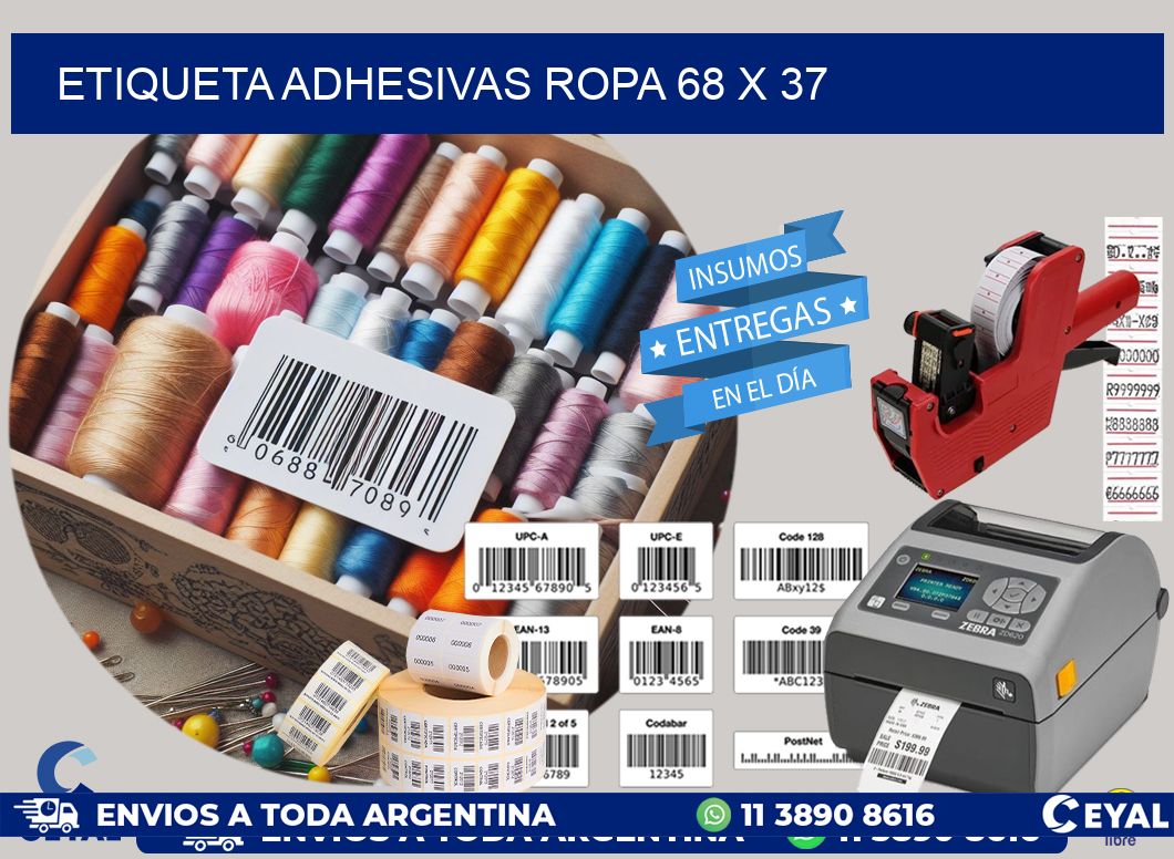 ETIQUETA ADHESIVAS ROPA 68 x 37