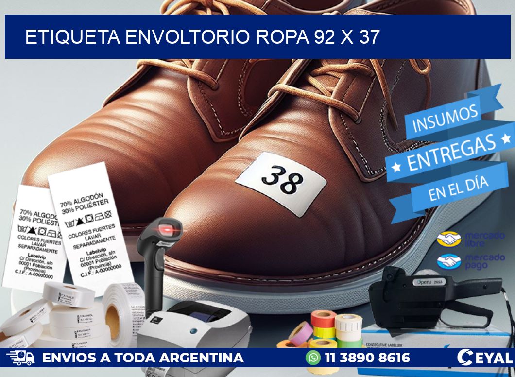ETIQUETA ENVOLTORIO ROPA 92 x 37