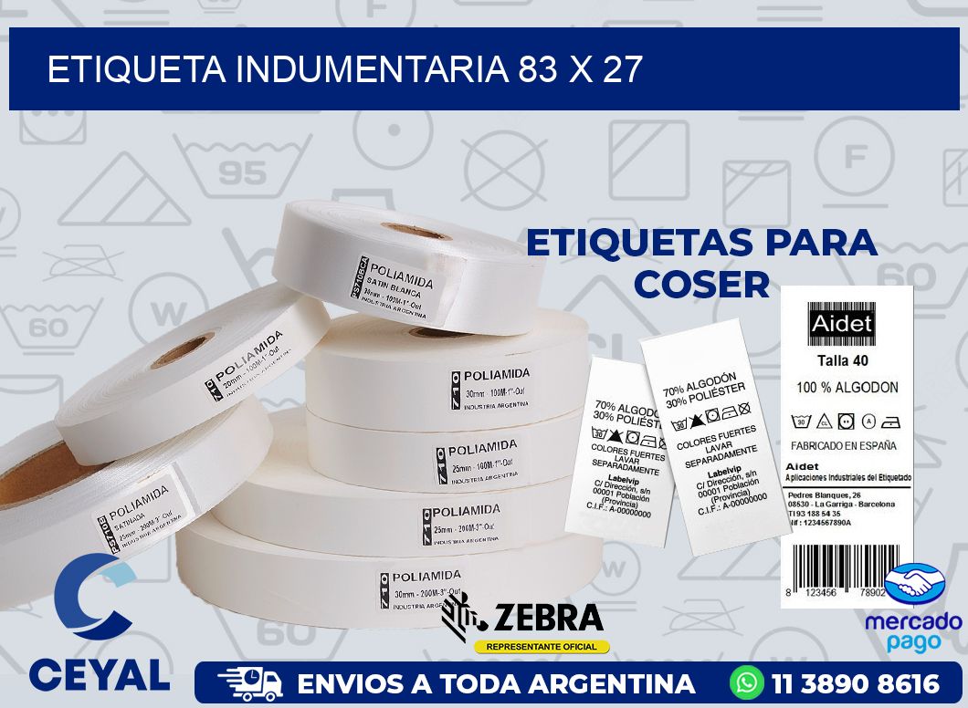 ETIQUETA INDUMENTARIA 83 x 27