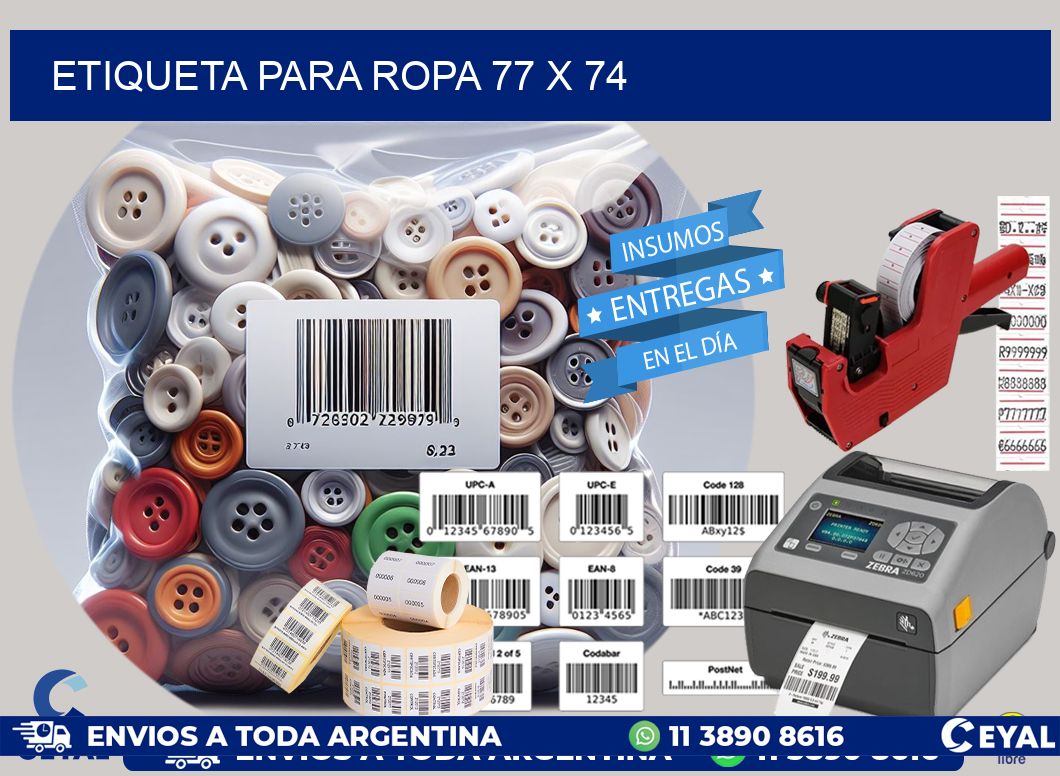 ETIQUETA PARA ROPA 77 x 74