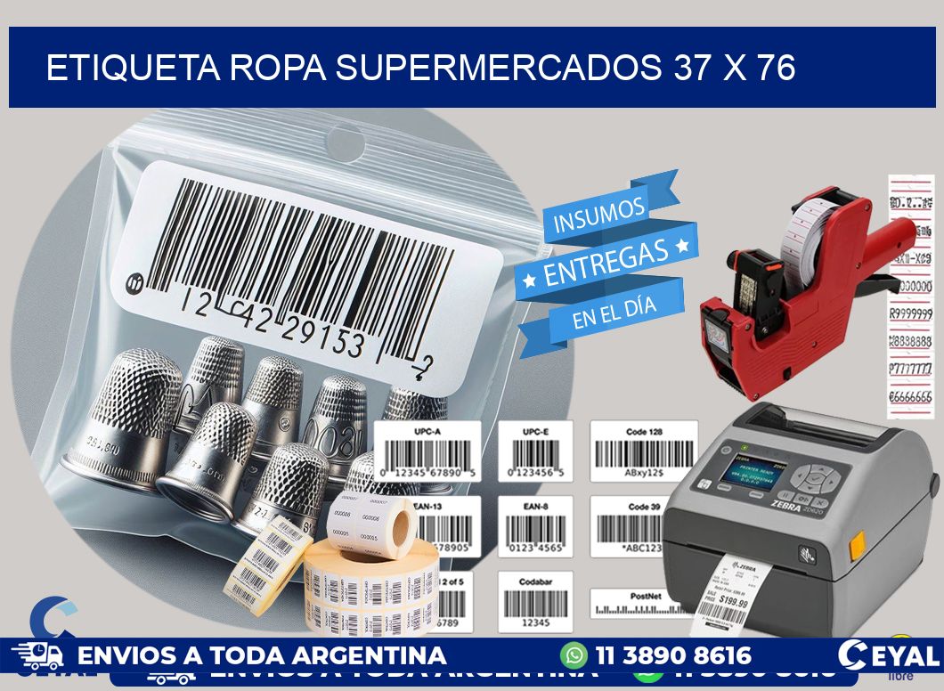 ETIQUETA ROPA SUPERMERCADOS 37 x 76