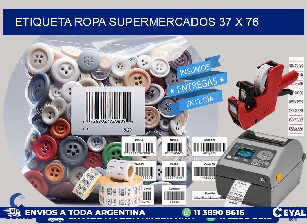 ETIQUETA ROPA SUPERMERCADOS 37 x 76