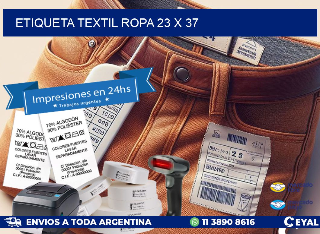 ETIQUETA TEXTIL ROPA 23 x 37