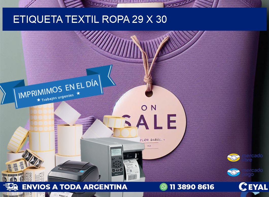 ETIQUETA TEXTIL ROPA 29 x 30