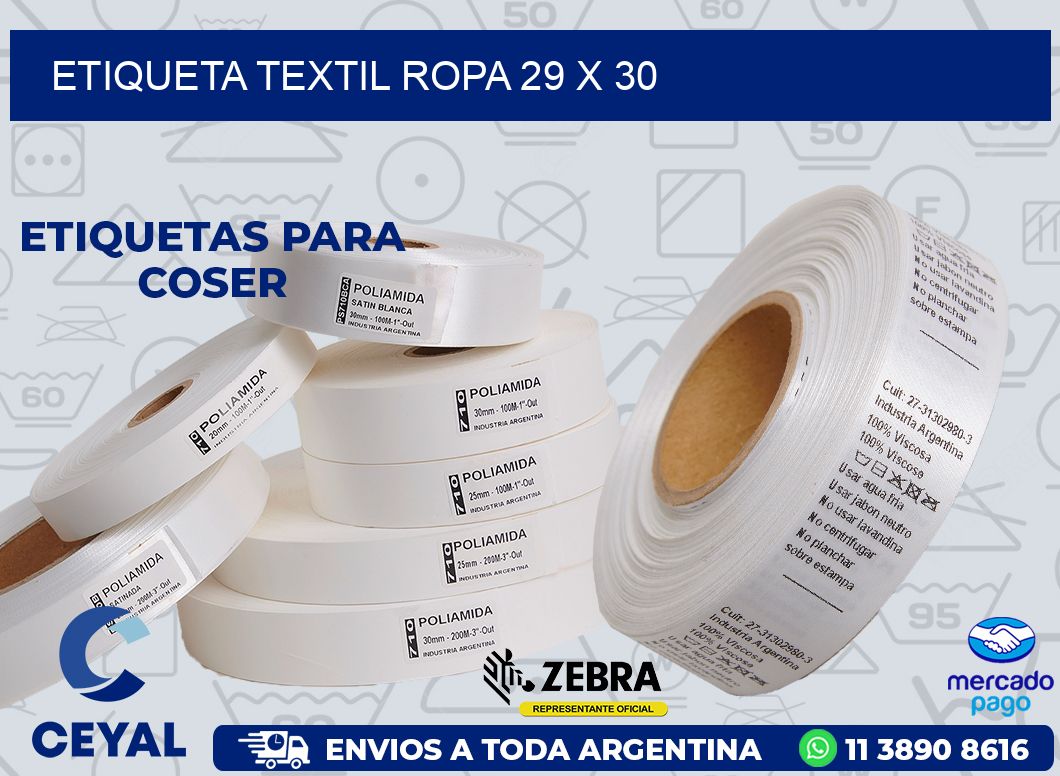 ETIQUETA TEXTIL ROPA 29 x 30