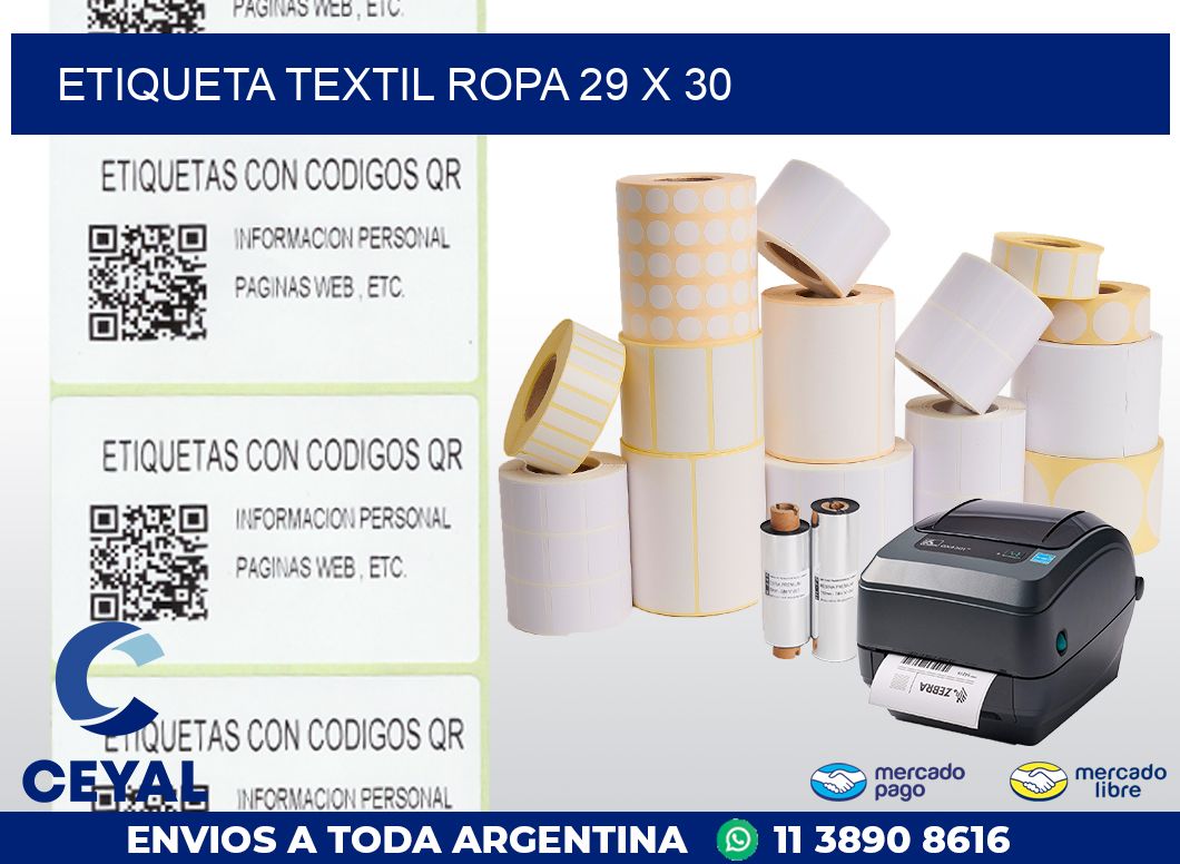 ETIQUETA TEXTIL ROPA 29 x 30