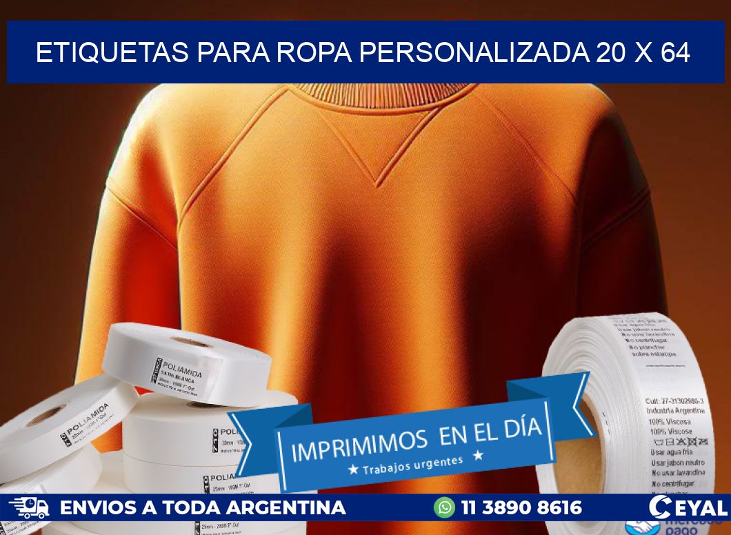ETIQUETAS PARA ROPA PERSONALIZADA 20 x 64