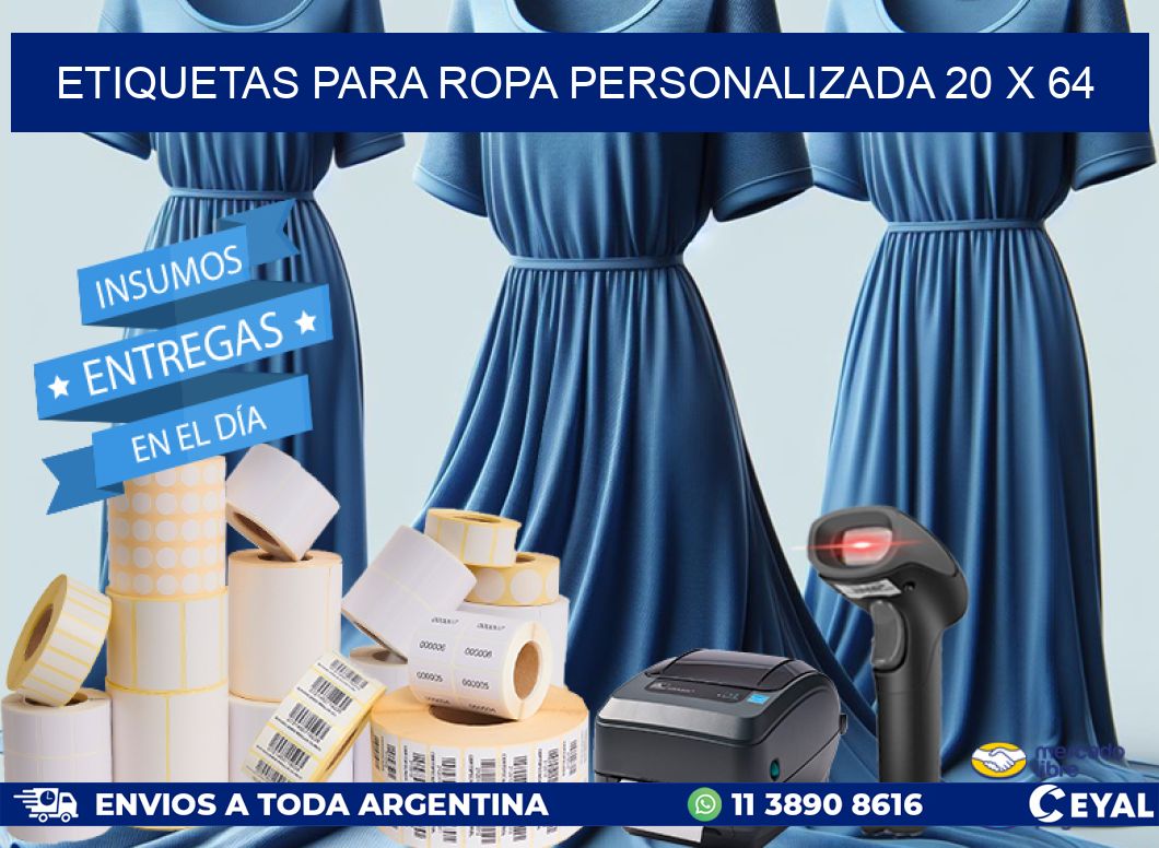 ETIQUETAS PARA ROPA PERSONALIZADA 20 x 64