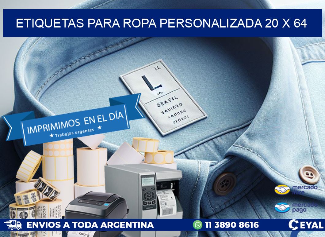 ETIQUETAS PARA ROPA PERSONALIZADA 20 x 64
