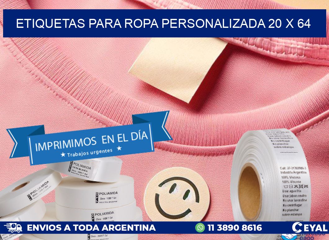 ETIQUETAS PARA ROPA PERSONALIZADA 20 x 64