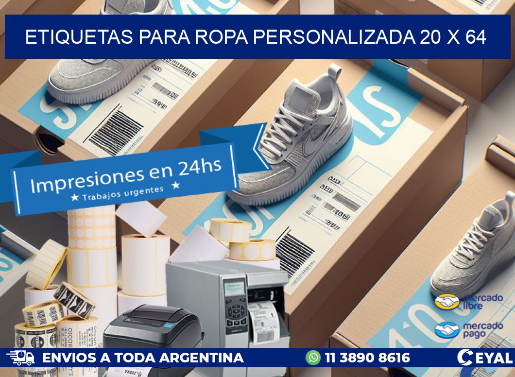 ETIQUETAS PARA ROPA PERSONALIZADA 20 x 64