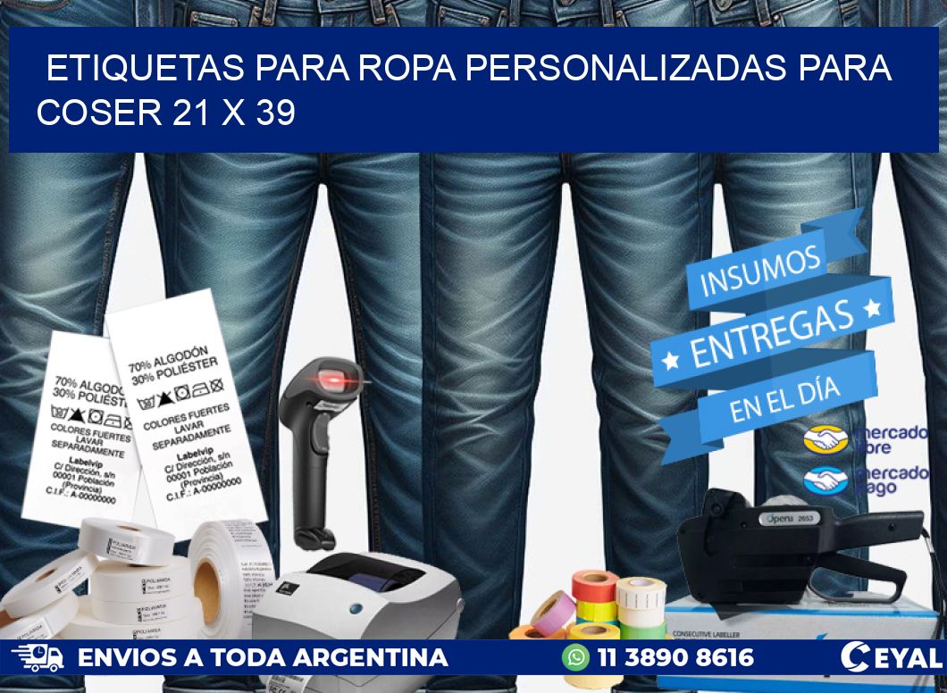 ETIQUETAS PARA ROPA PERSONALIZADAS PARA COSER 21 x 39