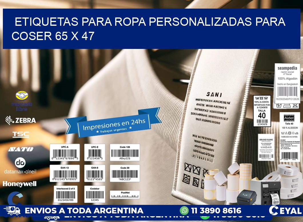 ETIQUETAS PARA ROPA PERSONALIZADAS PARA COSER 65 x 47