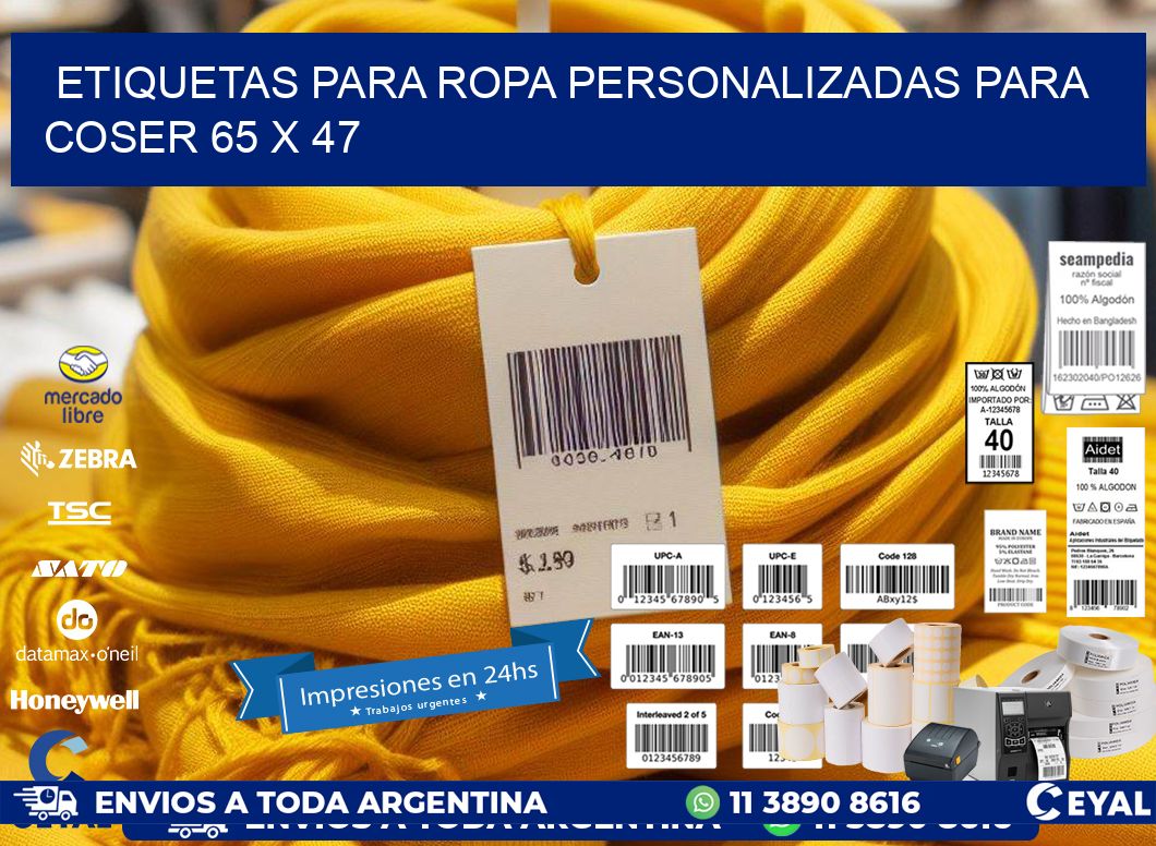 ETIQUETAS PARA ROPA PERSONALIZADAS PARA COSER 65 x 47