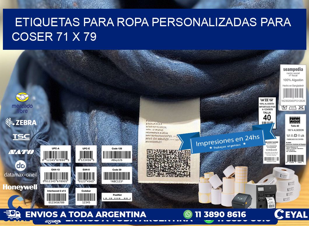 ETIQUETAS PARA ROPA PERSONALIZADAS PARA COSER 71 x 79