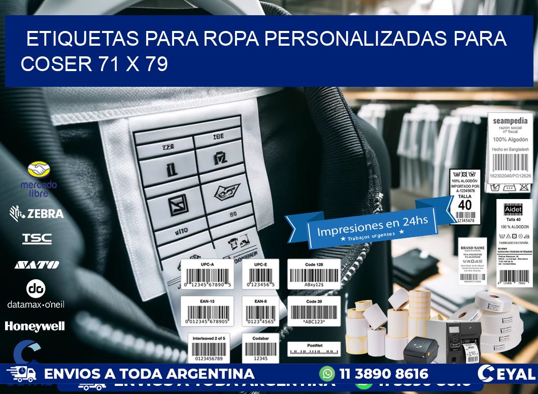 ETIQUETAS PARA ROPA PERSONALIZADAS PARA COSER 71 x 79