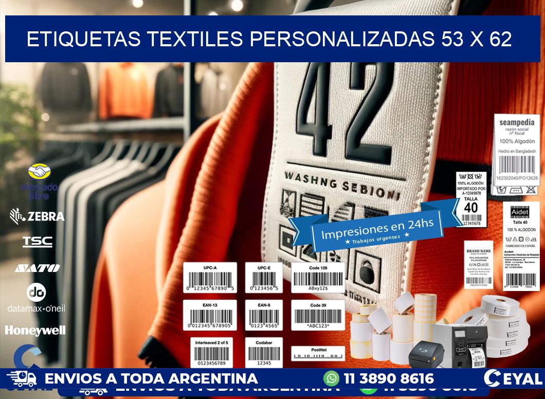 ETIQUETAS TEXTILES PERSONALIZADAS 53 x 62