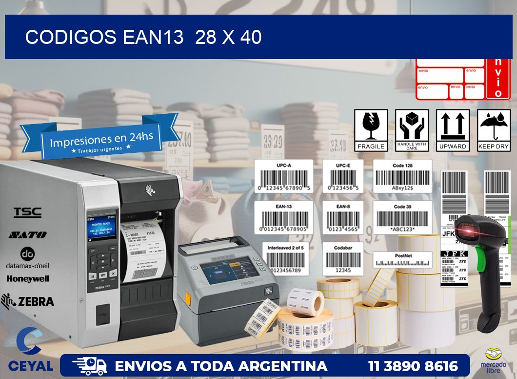 CODIGOS EAN13 28 x 40