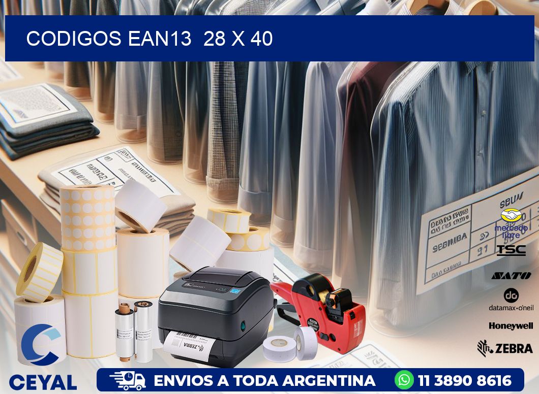 CODIGOS EAN13  28 x 40