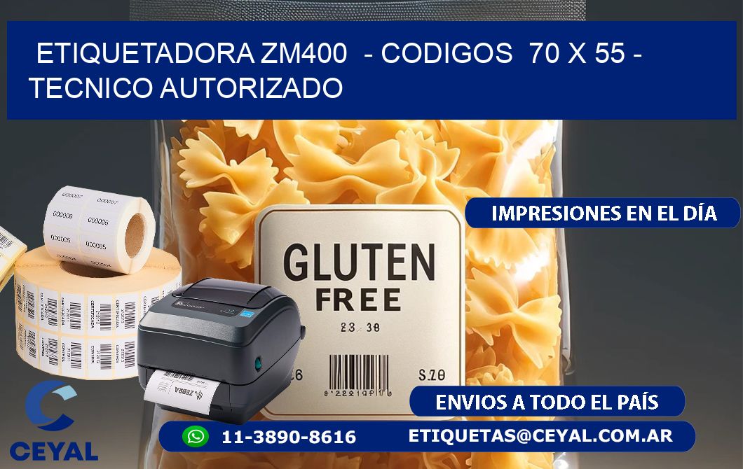 ETIQUETADORA ZM400  - CODIGOS  70 x 55 - TECNICO AUTORIZADO