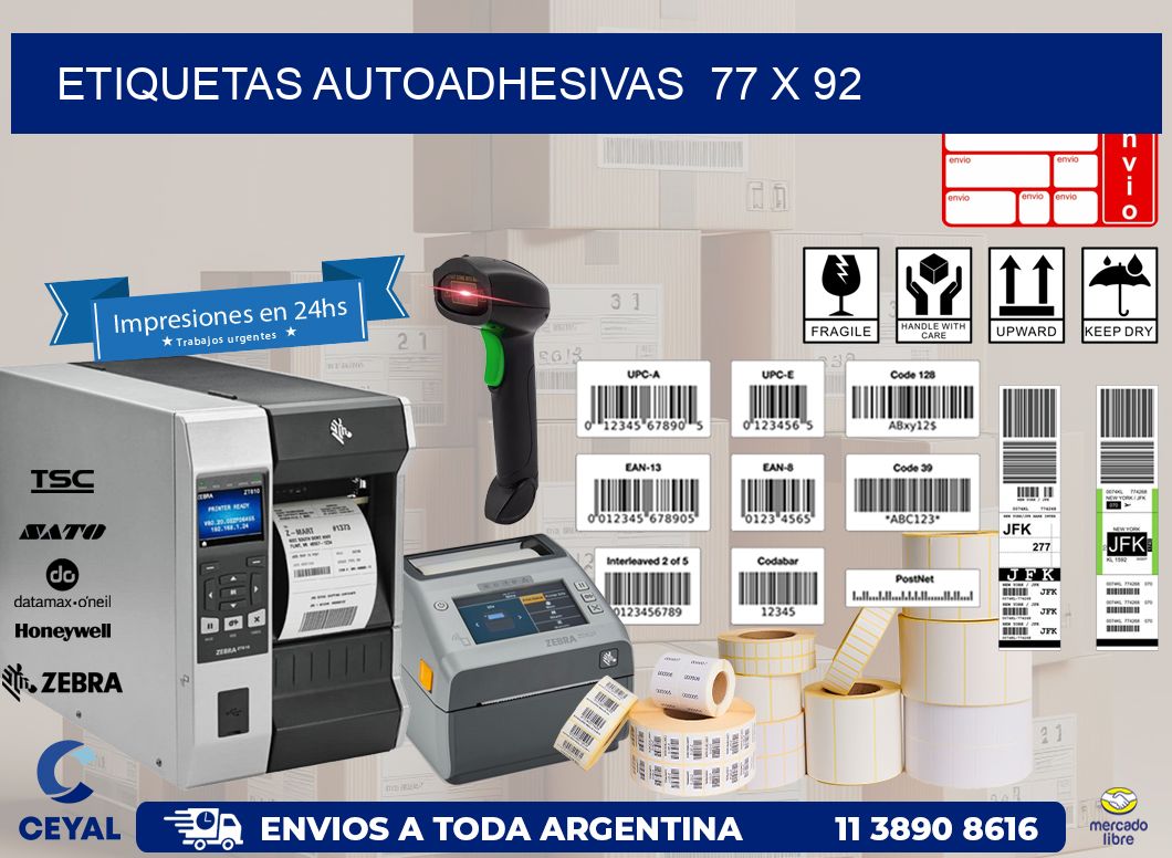 ETIQUETAS AUTOADHESIVAS  77 x 92
