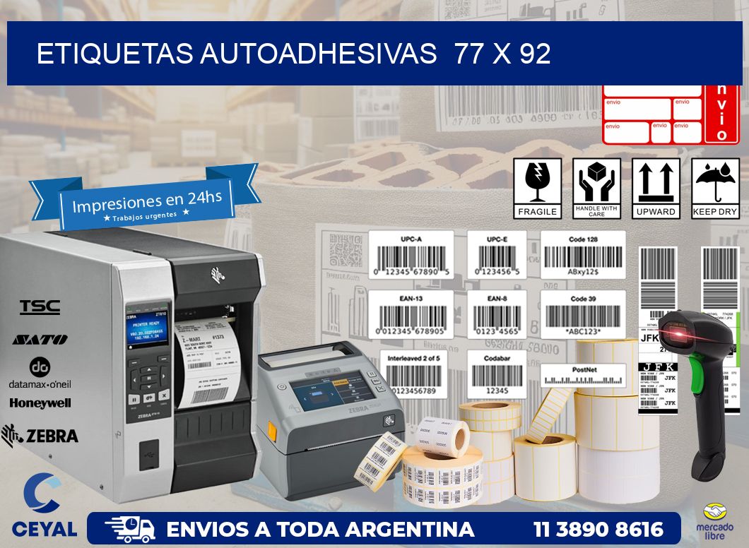 ETIQUETAS AUTOADHESIVAS  77 x 92